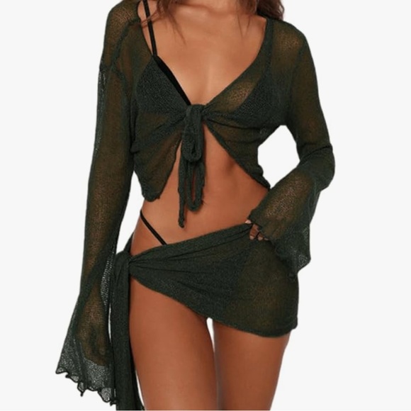 Dresses & Skirts - boho skirt tie top set  outfit sexy minimalist indie festival mad max wasteland